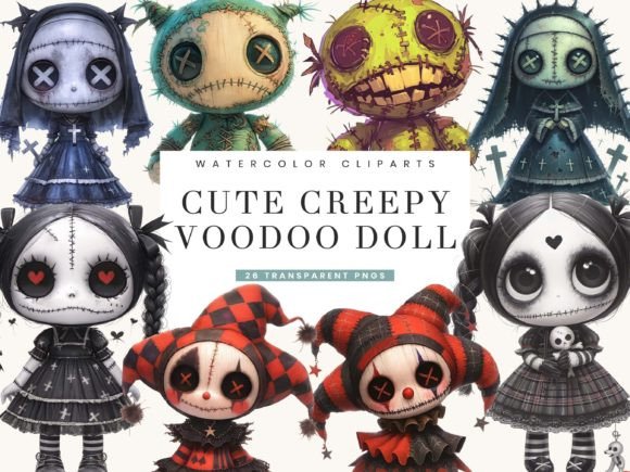 Download Cute Creepy Scary Voodoo Doll Clipart - Premium Bundle